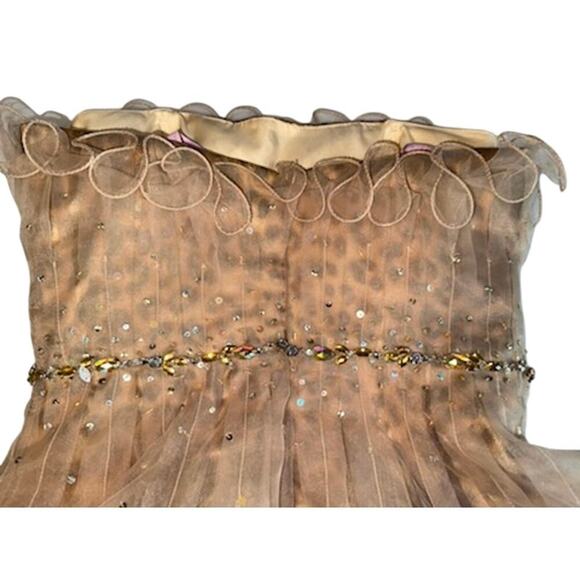 Blush Prom by Alexia Champaign & Leopard Elegant Size 8 strapless Mini Dress - Picture 5 of 7